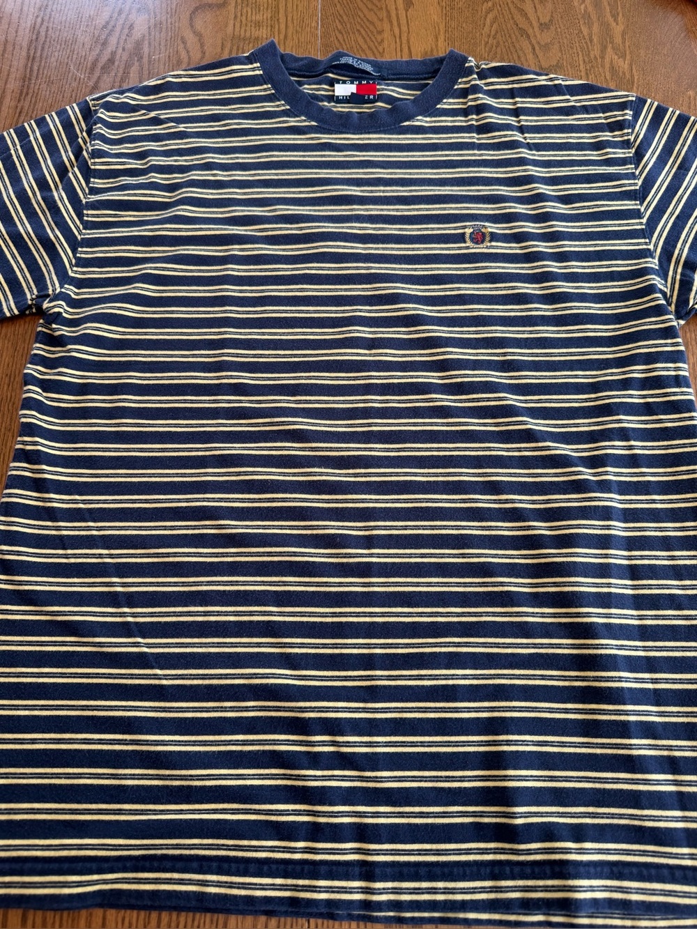 Tommy Hilfiger Vintage Blue and Yellow Striped T-Shirt